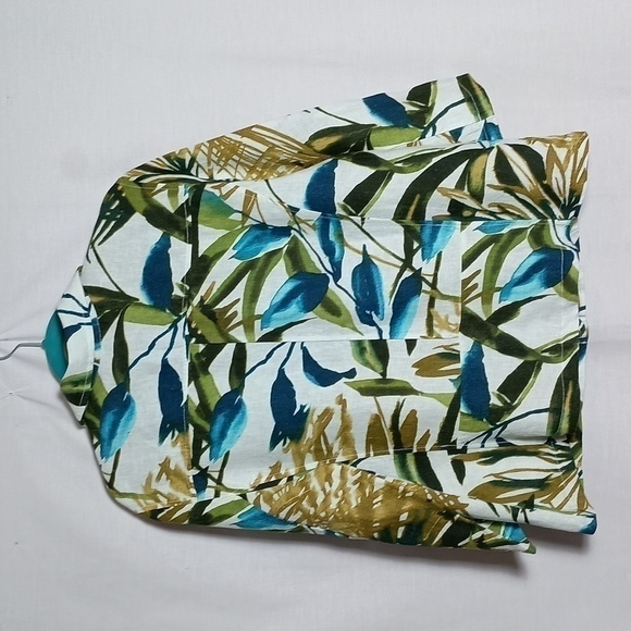 ⭐️Chico's Zip-Front Tropical-Print 3/4 Sleeves 100% Linen Jacket NWT - Picture 2 of 13